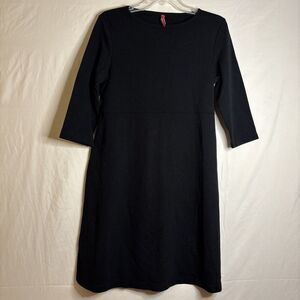 Hanna Andersson Women's Ponte Knit Knee Length 3/4 Sleeve Black Dress Small